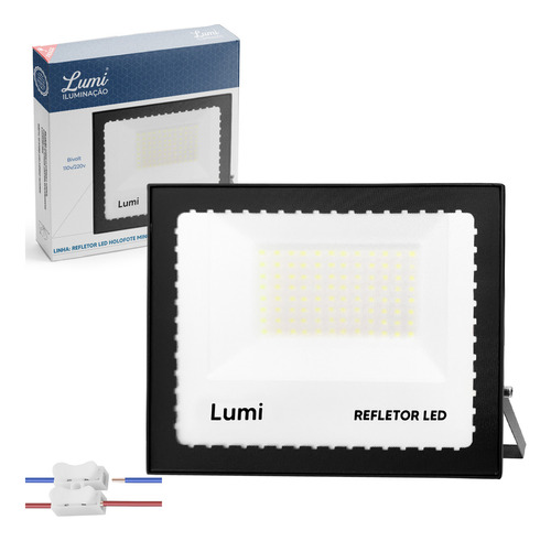 Kit 2 Refletor De Lumi Led 300w Ip67 Luz Branco Frio Bivolt Holofote Smd