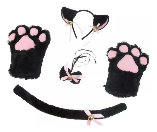 2023 Gato Cosplay Set Guantes Peluche Gatito Orejas Cola