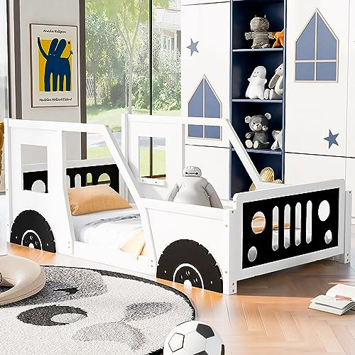 Cama Carro Clásico Para Niños, Blanco