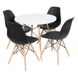 Kit Mesa Jantar Eiffel 90cm Branca + 4 Cadeiras Eames Eiffel