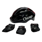 Casco + Kit Protección Patinaje Niña Niño Negro Economico