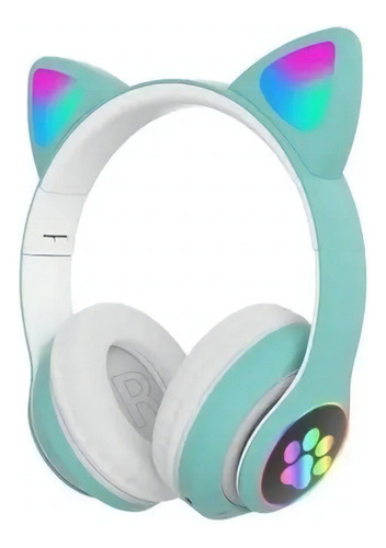 Audífonos Inalámbricos Bluetooth Rgb Orejas Gato Niña Color Azul Color De La Luz Colores