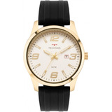 Relógio Technos Masculino Racer Fundo Branco Sport 2115moms Correia Preto Bisel Dourado