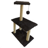 Arranhador Para Gatos 3 Bases Com Bolinha Ld Pet Cor Preto