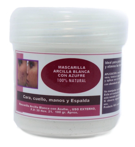 Mascarilla De Arcilla Blanca Con Azufre - g a $125