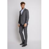 Traje Hombre Formal Slim Fit Luxury Lana Gris Marengo  Trial