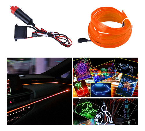 Wire Hilo 3m Luminoso Luz Neon Dj Cable Tron Led Tira Neon