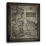Cuadro Marco Flotado Mapa Westeros Game Of Thrones 80x100cm