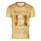 Camiseta Camisa One Shanks Yonkou Wanted Anime Piece Ref0820