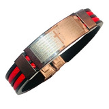 Pulsera Hombre Acero Inoxidable Padre Nuestro Regalo Roja