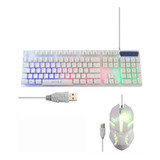 Combo Gamer Teclado Mouse Led Blanco M-400