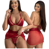 Langeri Sexy Transparente Tule Calcinha Fio Dental Mini Saia