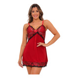 Camisola Sexy Com Renda Lingerie Sensual Feminina