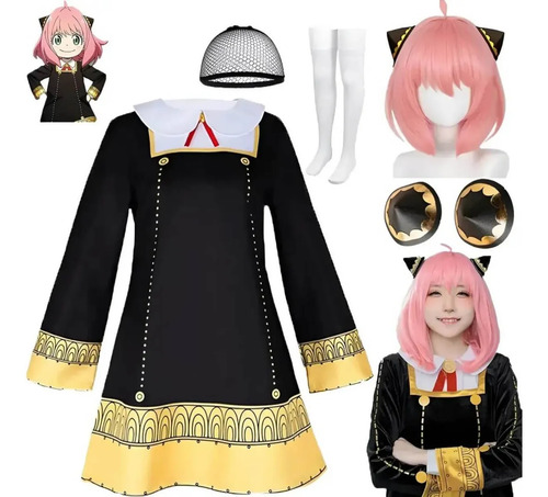 Disfraz De Spy Family Anya Forger Para Niños Anime Cosplay Vestido Kawaii Peluca Accesorios Delcabello Medias Para Carnaval Halloween Navidad Fiestas