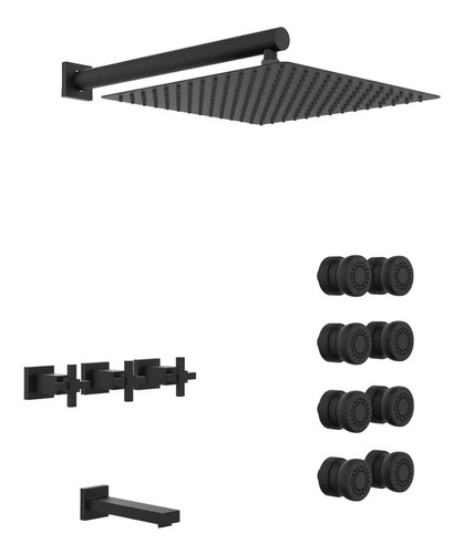 Grifería ducha 3 vias escocesa hidromet geometry cruz black