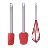 Kit Utensílios De Confeitaria Inox/silicone 3 Pçs Class Home