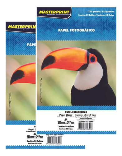 Papel Fotografico 115g A4 Glossy Brilhante 100 Folhas Master