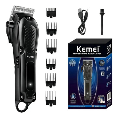 Máquina De Corte De Cabello Kemei Km-1071 Afeitadora Y Cortapelos Profesional Kemei Km-1071 Sin Cable, Motor Silencioso Carga Usb, 240 Min Autonomía, Kit Completo Con 6 Peines Guía (319mm) | Envío gratis