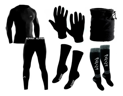 Conjunto Termico Alpina + Guantes + Cuello + 2p Medias - Sti