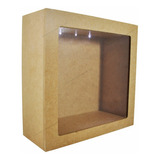 Nicho Duplo Quadrado Com Led E Vidro - 32x32x12 - Mdf