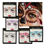 6 Pedreria Stickers Diamantes Ojos Tattoo Disfraz Halloween