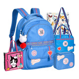 Kit Mochila Escolar Costas Rebecca Bonbon Bolsa + Caderno 