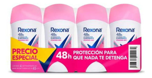 Pack 4 Antitranspirante Rexona Woman Powder Dry 45g Cu