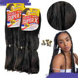 Kit 2 Cabelo Jumbo Box  Braids Crochet Tranças Cores + Anéis