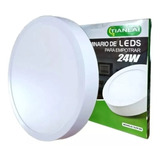 5 Pz Lampara Sobreponer Led 24w Plafon Blanca Redonda 28cm