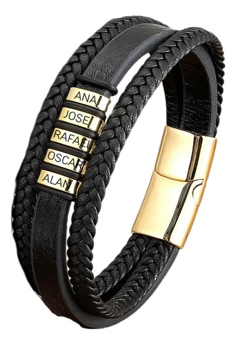 Pulsera Dia Del Padre Grabado De 5 Anillos Masculina