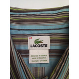 Hermosa Camisa Lacoste Talla 44 L - Xl Azul A Rayas