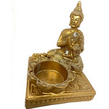 Incensário Vareta Vela Buda Dourado Brilhante Meditando 11cm