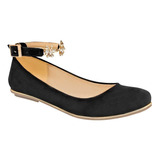 Zapato Flats Dama Been Class 11007 22-26 Negro Pulsera T8