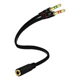 Bifurcador De Cable De Auricular D&k Exclusives Para Comput. Color Negro