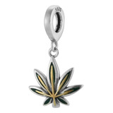 Weed Hemp Leaves Marijuana Leaf Hiphop 925 Sterling Silver C