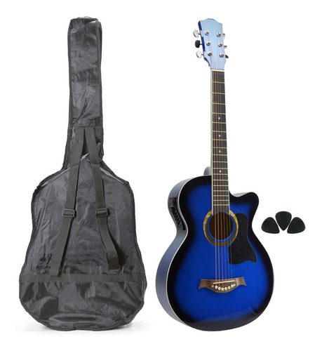 Guitarra Criolla Electroacustica Madera Funda Cuerdas Acero