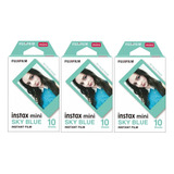 Kit 30 Filmes Papel Para Instax Mini Com Moldura Sky Blue 