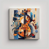 80x80cm Cuadro Abstracto De Violín - Movimiento En Habitaci