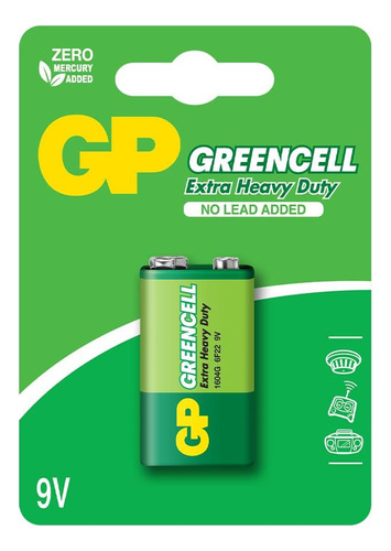 100 Baterias Gp Batteries Greencell Zinco Carvão 9v Blister