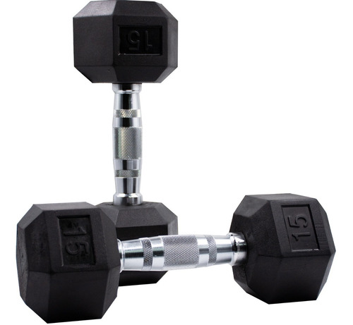 2 Mancuernas Hexagonales 15lb 6.8 Kg Kit Pesas Fitness Gym