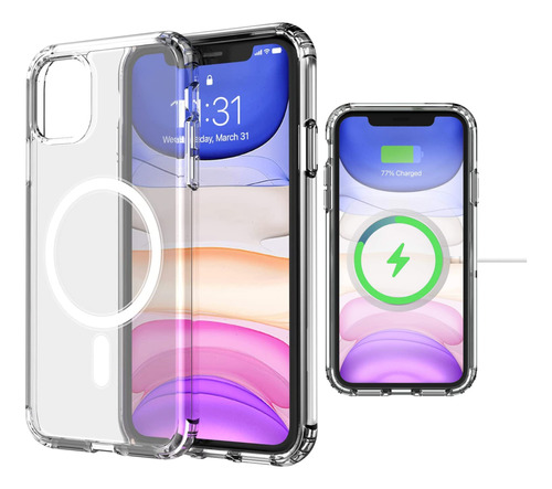 Estuche Funda Transparente Con Carga Magnética Para iPhone