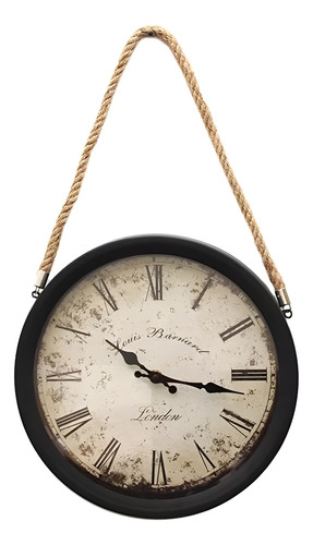 Reloj De Pared Estilo Antiguo Vintage 30cm Marco Metal Soga