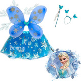 Fantasia Fada Infantil Asinha Varinha Tiara Saia Frozen