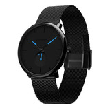 Reloj Hombre Acero Inoxidable Negro Minimalista Sumergible