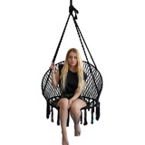 Hamaca Silla Circular Negra Macrame, No Incluye Almohadas