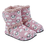 Pantufa Botinha Infantil Rosa Panda Sola Emborrachada Ferpa