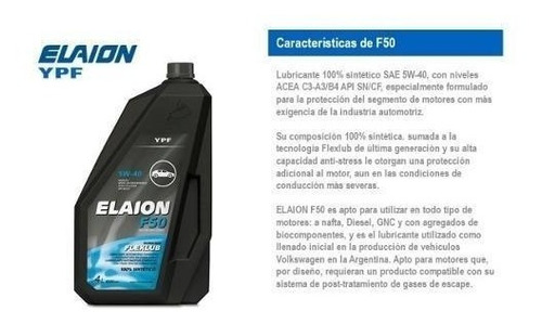 Kit X4 Filtros Fiat Punto 1,6 + Aceite Elaion F-50 5w40 X4l Foto 3