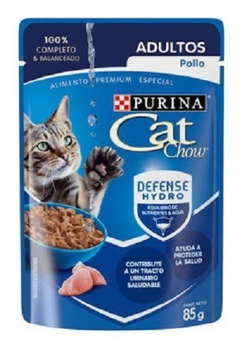 Alimento Cat Chow Gato Adulto Sabor Pollo 12 Sobres X 85g