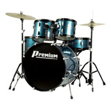 Bateria Premium Dx722 Bl Azul Completa Com Banco E Pratos