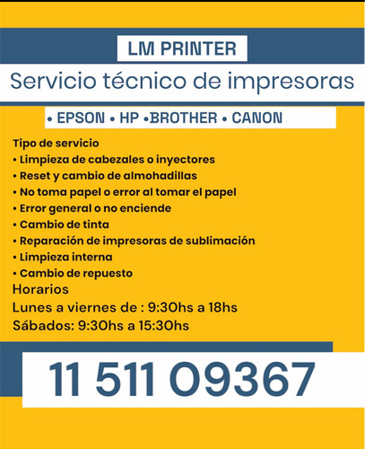 Servicio Técnico Y Reparación De  Impresoras  Epson Hp Canon